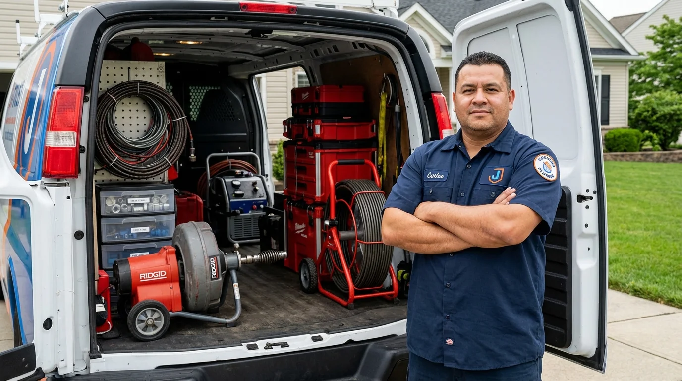 Professional drain cleaning equipment and Johns Plumbing LLC plumber in Iva