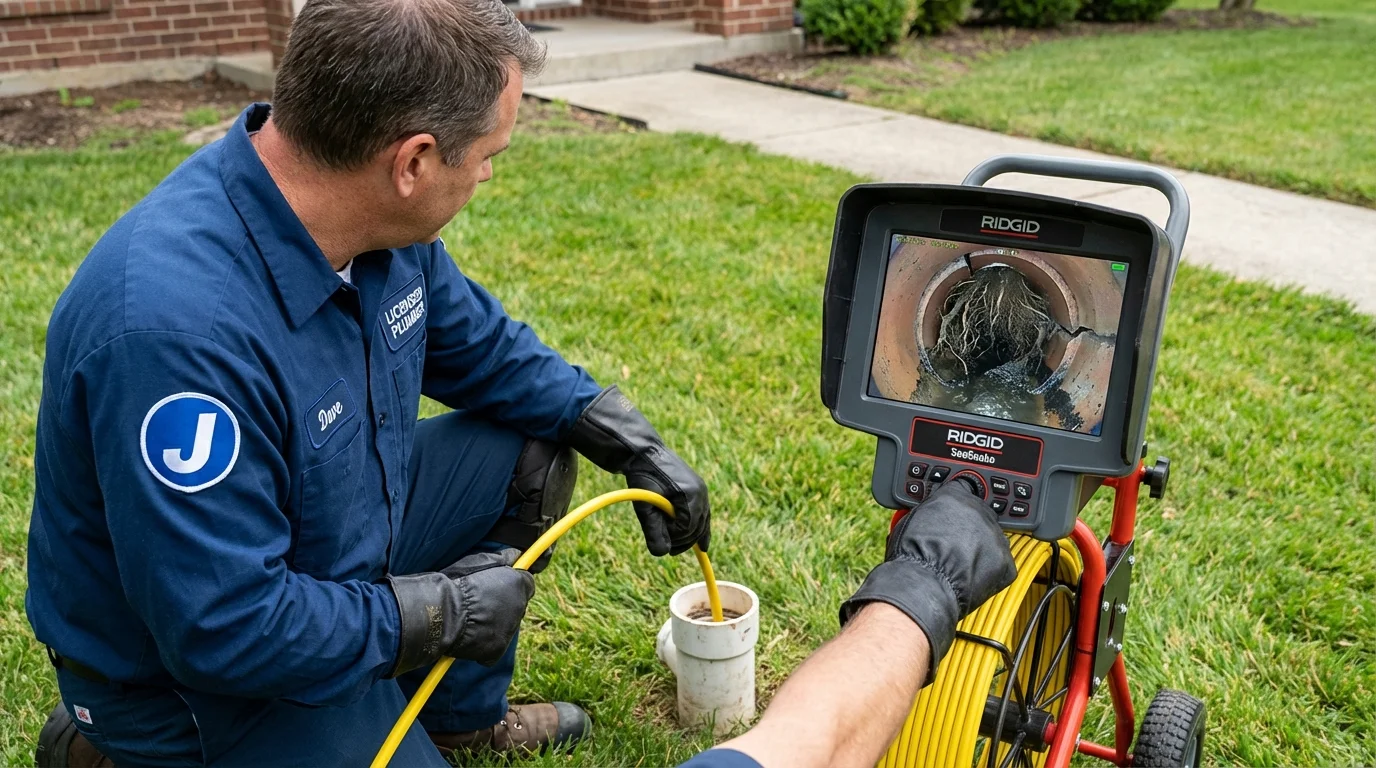 Sewer camera inspection being performed by Johns Plumbing LLC in Iva