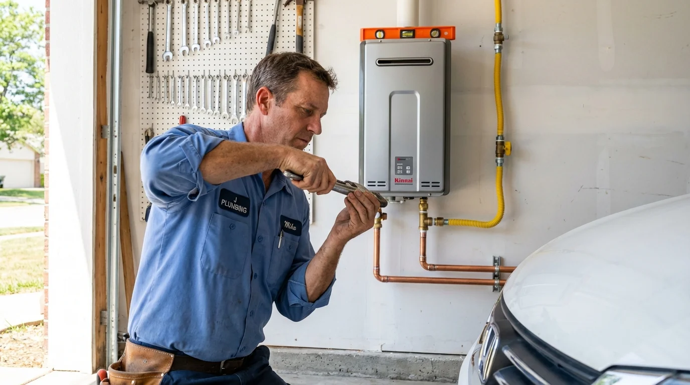 Tankless water heater installation by a Johns Plumbing LLC plumber in Iva
